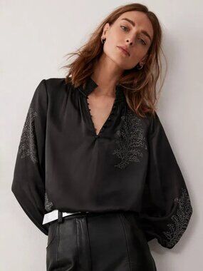 Mint Velvet Satin Embellished Blouse